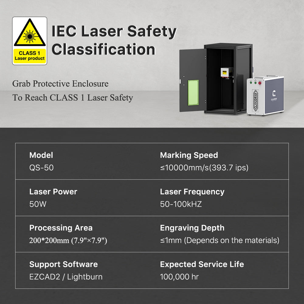 (Срочная распродажа) QS-50 LiteMarker 50W Split Laser Engraver Маркировочная машина для волокон с рабочей зоной 11,8 X 11,8 дюймов