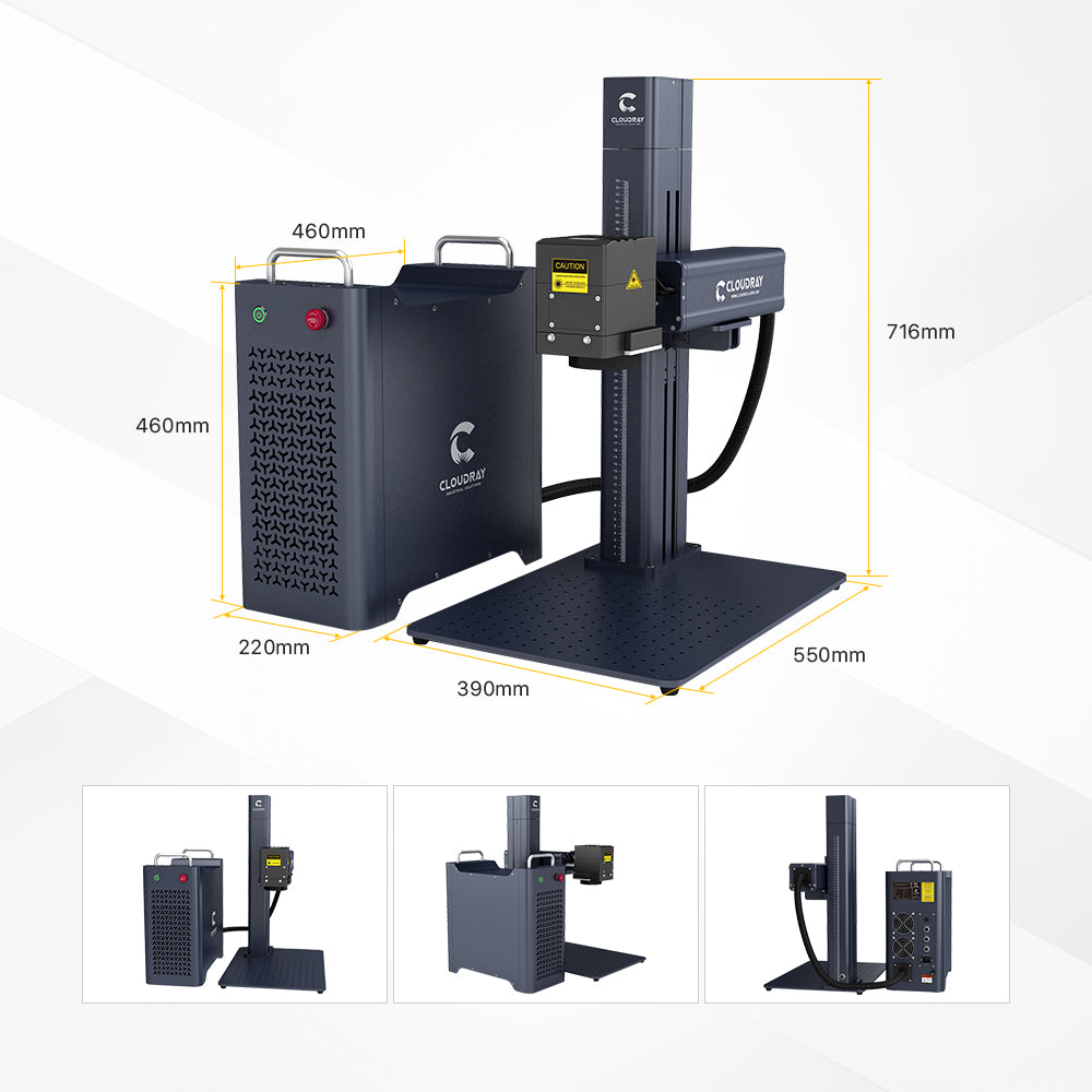 Cloudray GM-100 LiteMarker 100W Fiber Laser Marking Engraver with 4.3” X 4.3” Scan Area