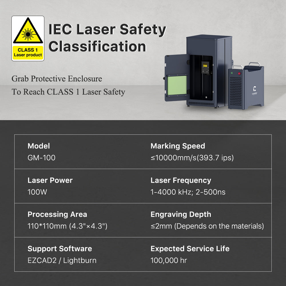 Cloudray GM-100 LiteMarker 100W Split Laser Incisore Fibra Marcatura Macchina Fotografica Incorporata Funzione 6.9 