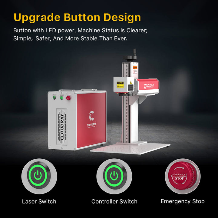 Cloudray MP-60 LiteMarker Pro 60W Fiber Laser Marking Engraver with 7.9” X 7.9” Scan Area & D80 Rotary