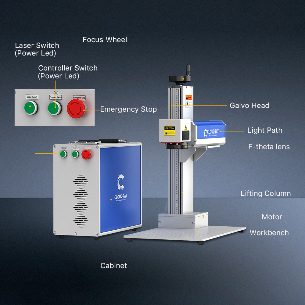 Cloudray AR-100 100W 2.5D Fiber Laser Engraving Marking Machine