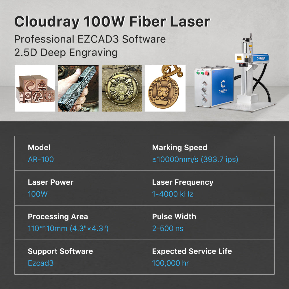 (Produit personnalisé) AR-100 LiteMarker 100W MOPA fendu 2.5D graveur laser EZCAD3 fibre machine de marquage avec lentille 4.3 