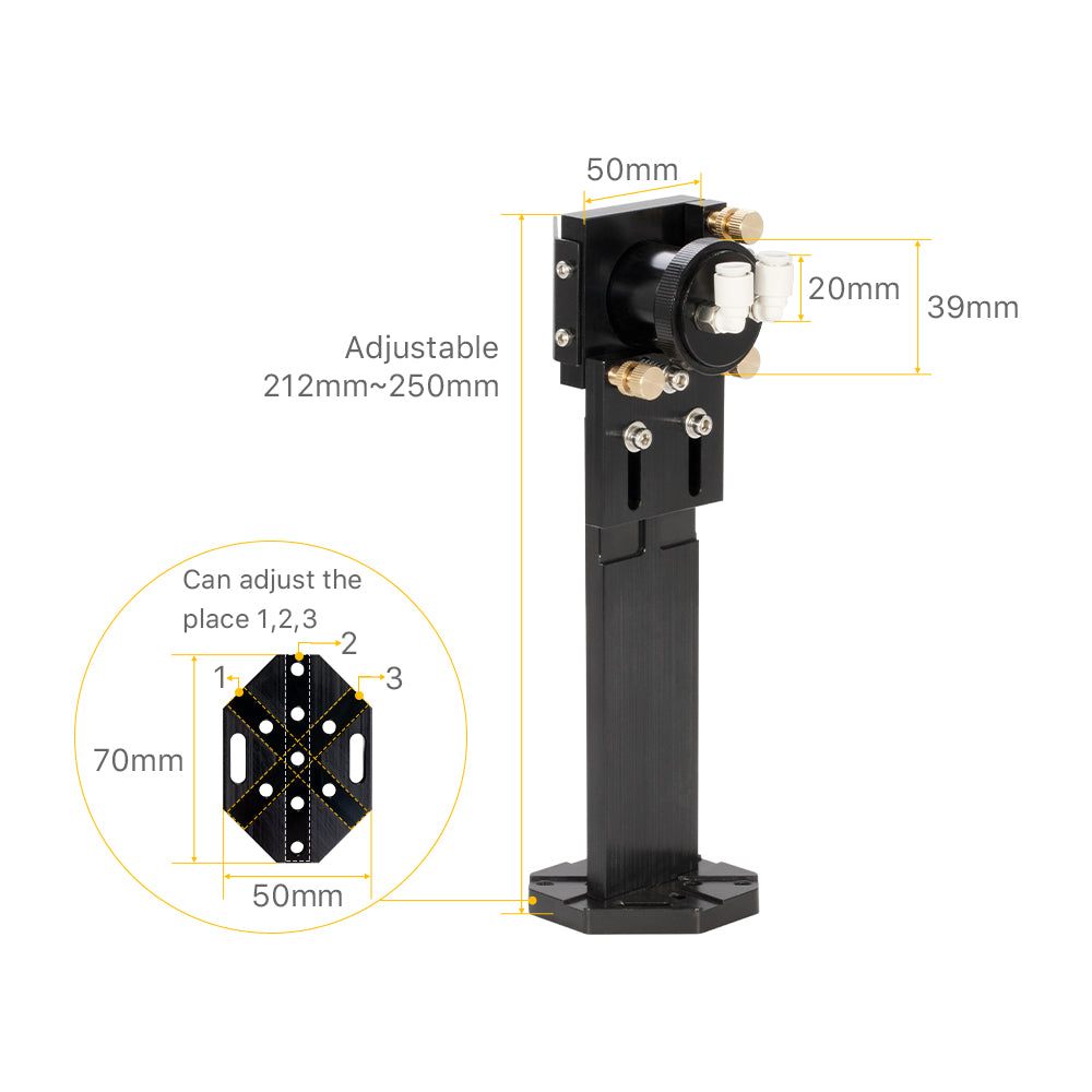 Tête laser CO2 série Cloudray G avec interface de refroidissement d'eau