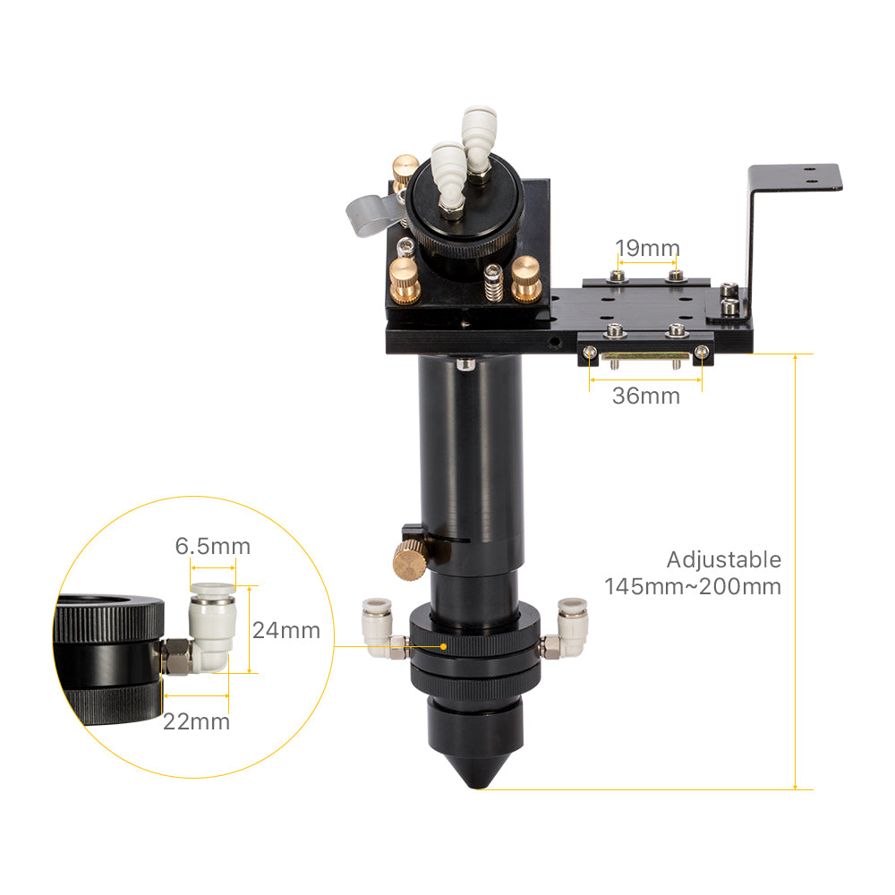 CO2-Laserkopf der Cloudray G-Serie mit Wasserkühlungsschnittstelle