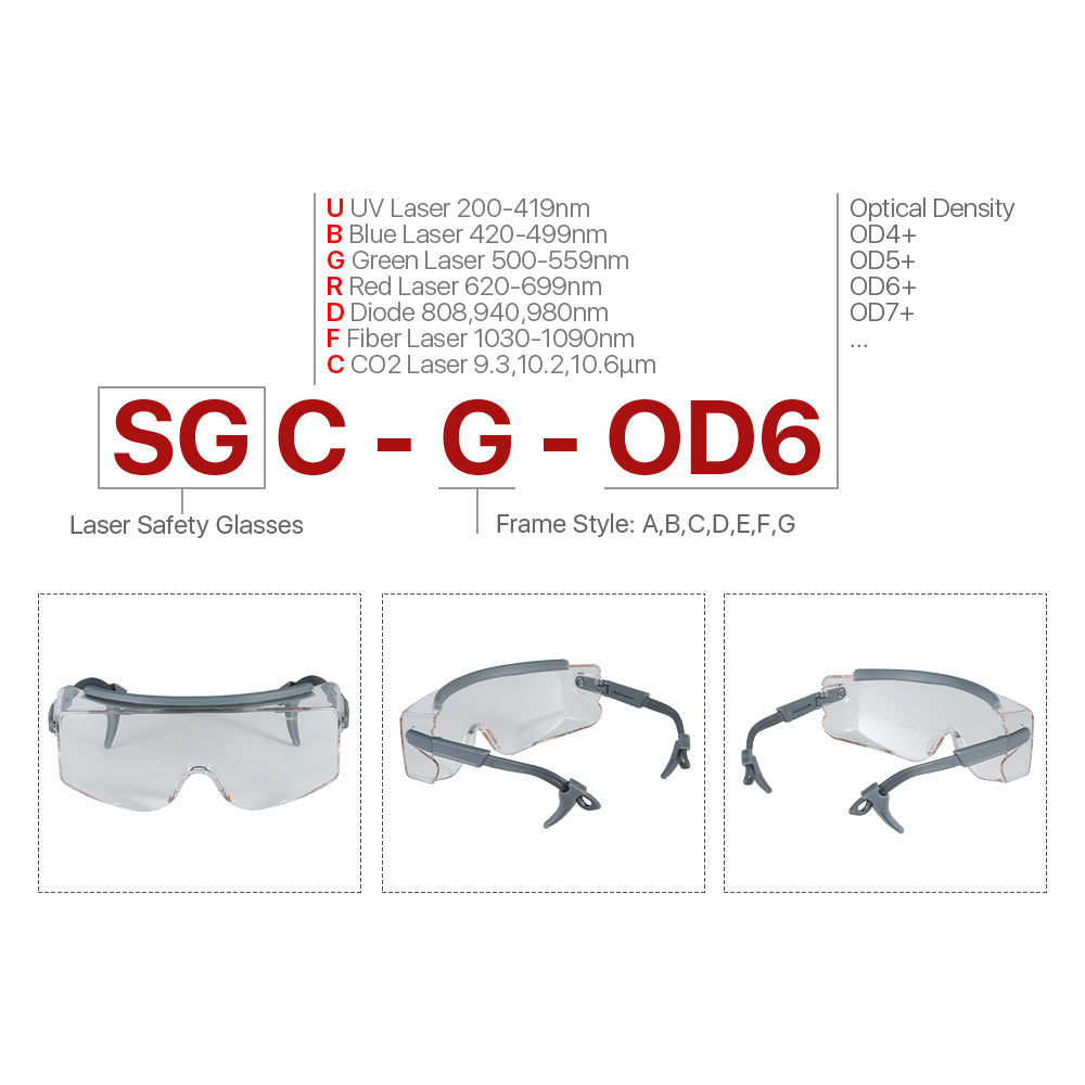 Estilo de las gafas de seguridad del laser del CO2 de Cloudray 10600nm G