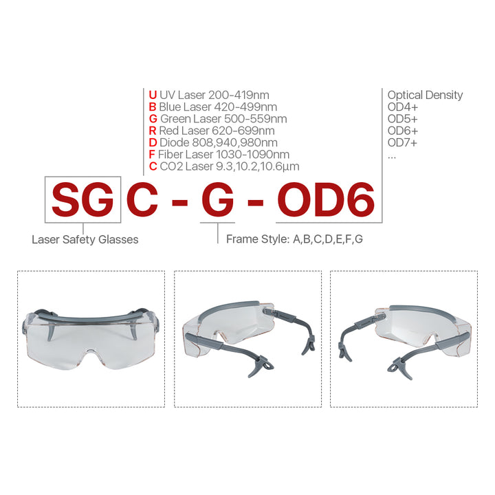 Estilo de las gafas de seguridad del laser del CO2 de Cloudray 10600nm G