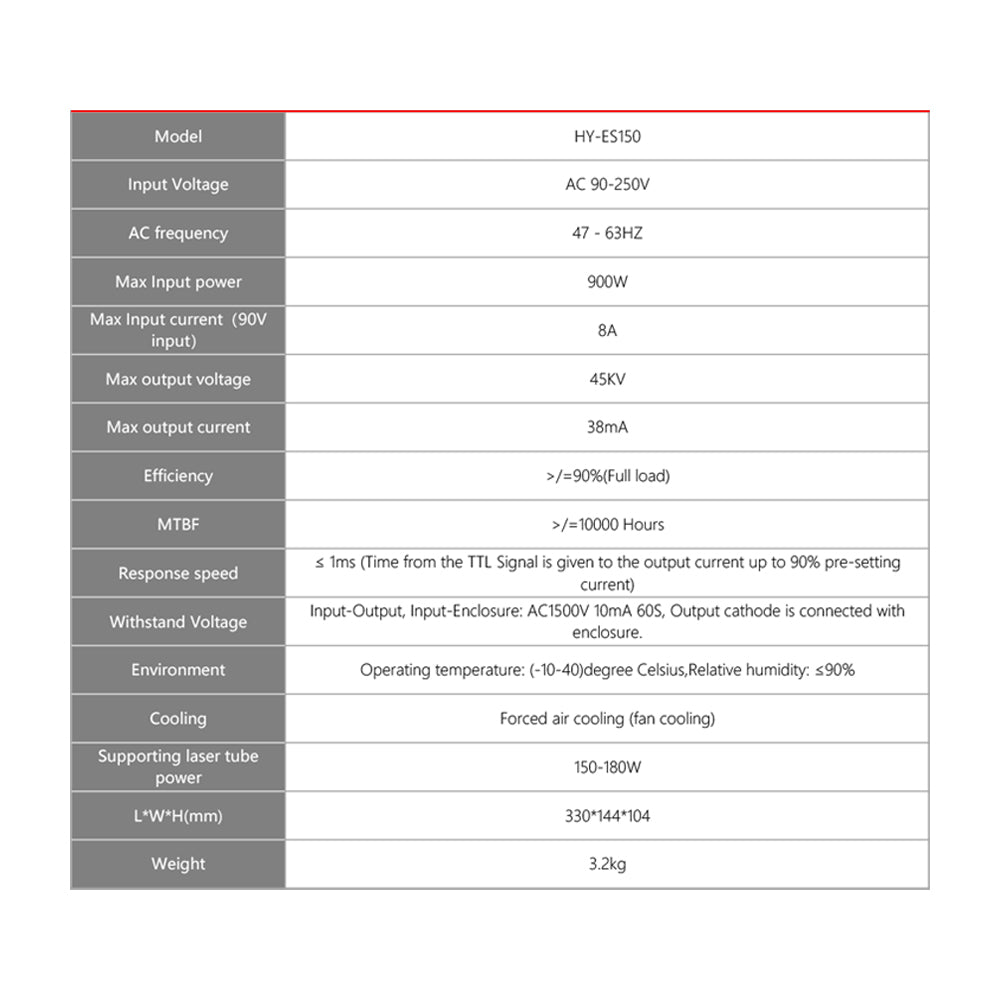 Cloudray 150-180W HY-Es Series CO2 Laser Power Supply