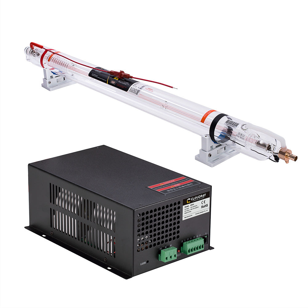 Cloudray Bundle For Sale 90W CR Series Модернизированная металлическая головка Co2 Laser Tube + 115/230V Laser Power Supply