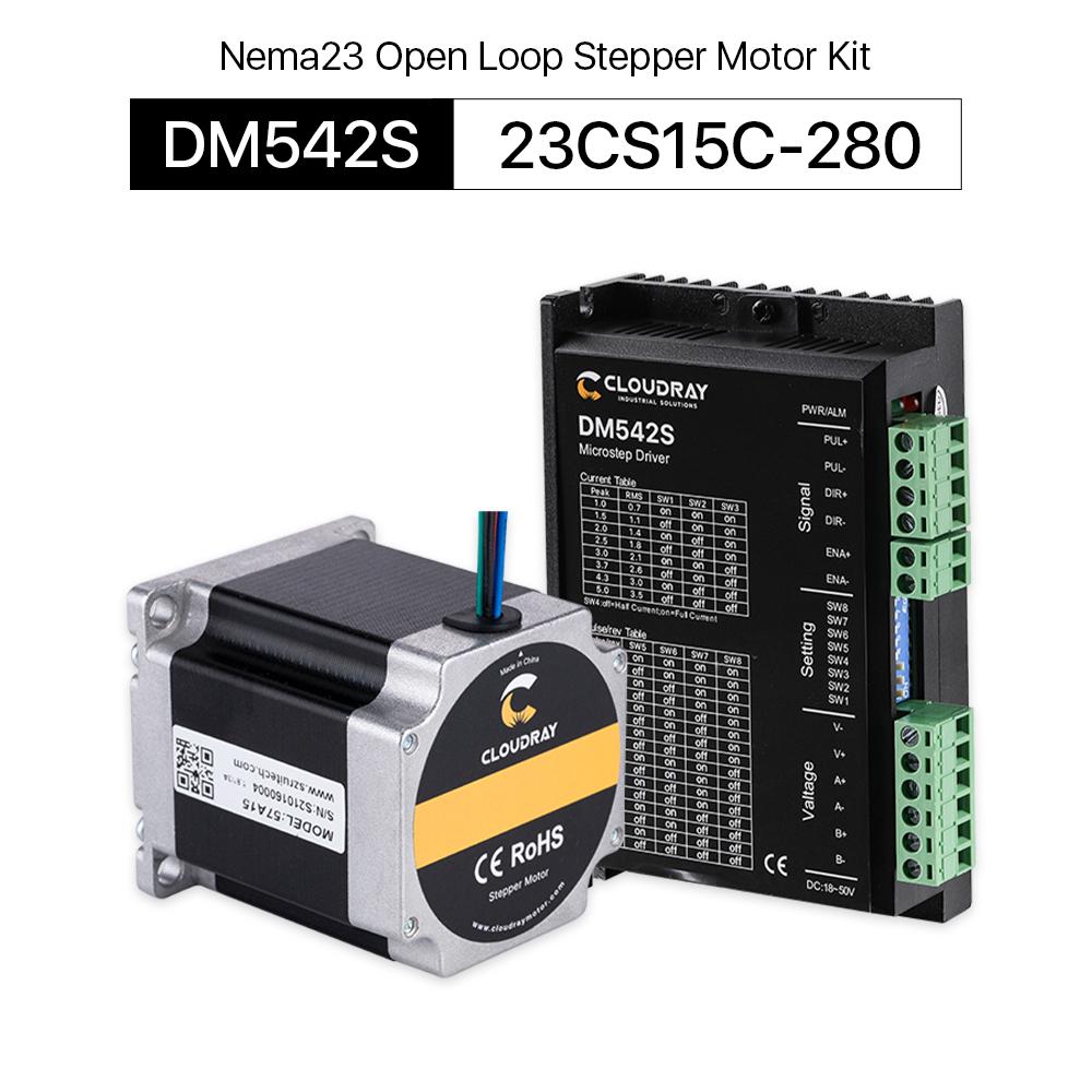 Cloudray 2-Phasen-Nema23-Schrittmotortreiber-Kit mit offenem Regelkreis 23CS15C-280+ DM542S