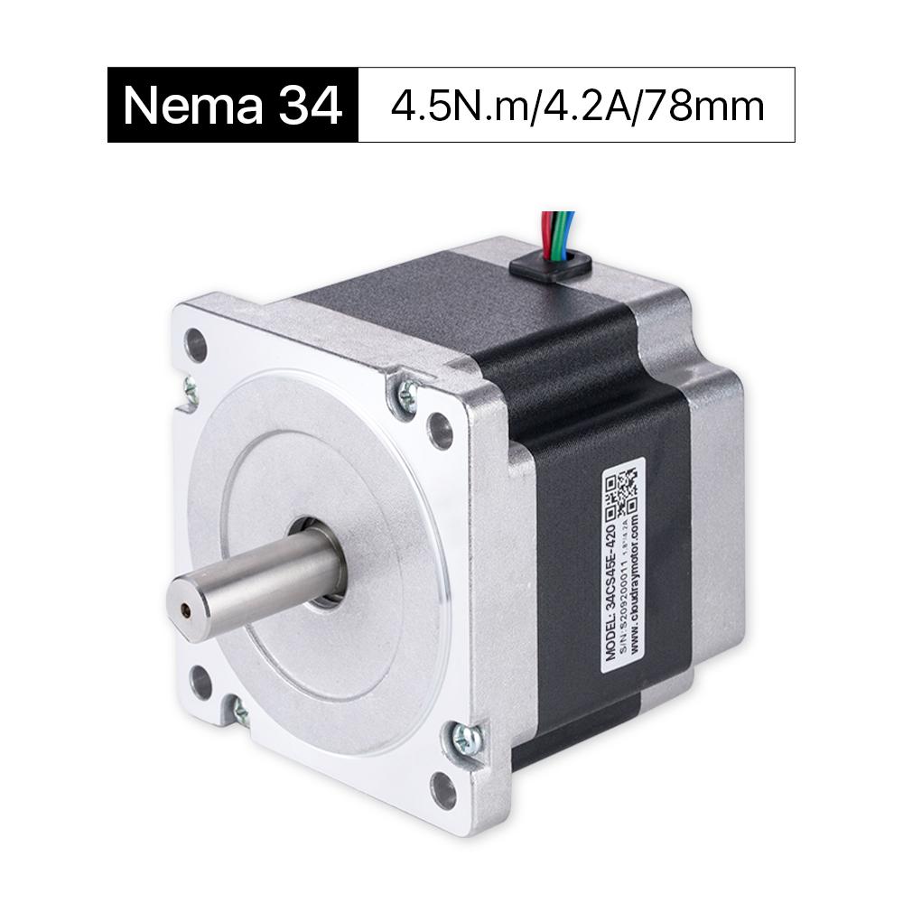 Cloudray 78 mm 4,5 Nm 4,2 A 2-Phasen-Nema34-Schrittmotor mit offener Schleife und 4 Drähten, Welle 12,7 mm