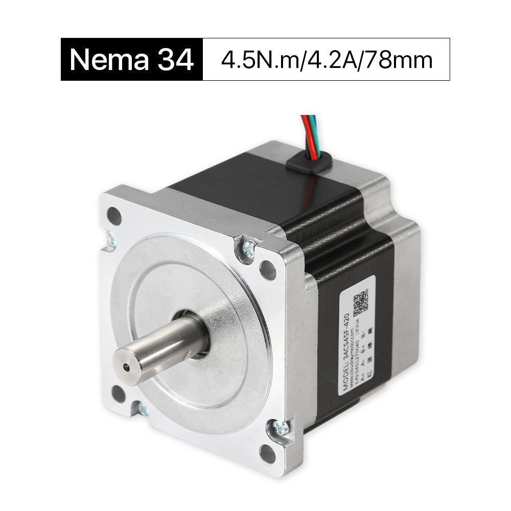 Cloudray 78 mm 4,5 Nm 4,2 A 2-Phasen-Nema34-Schrittmotor mit offener Schleife und 4 Drähten, Welle 14 mm